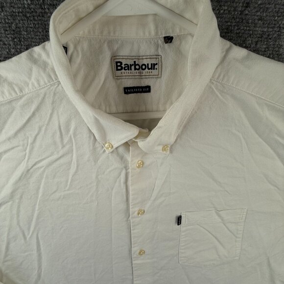 Barbour Tailored Fit Us Size XL Long Sleeve White Button Up Shirt Cotton Adult - Picture 1 of 16